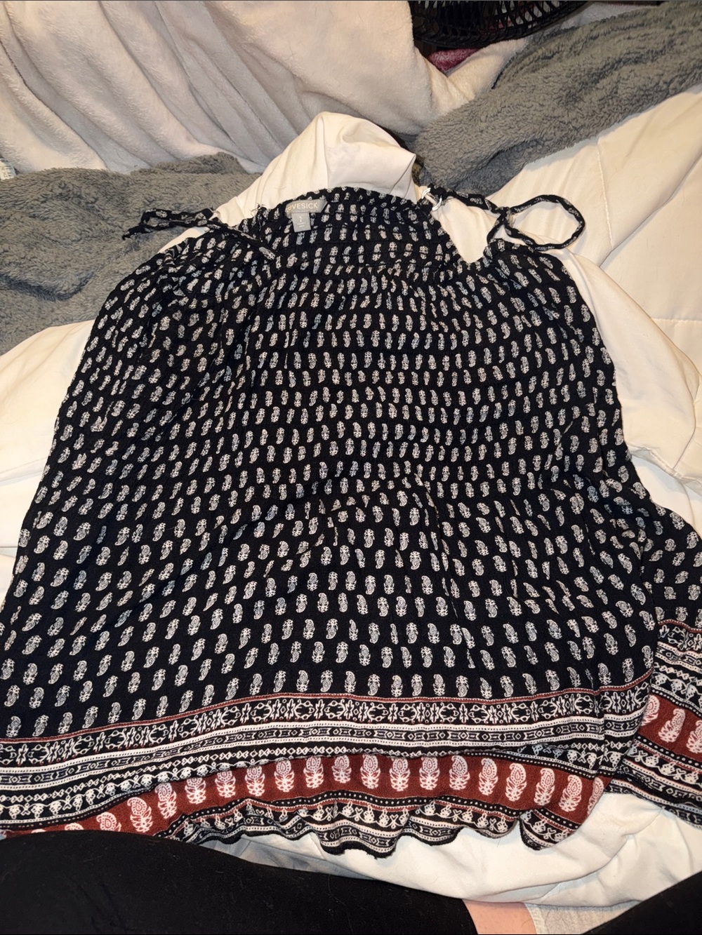 Lovesick Black and White Printed Halter Cami